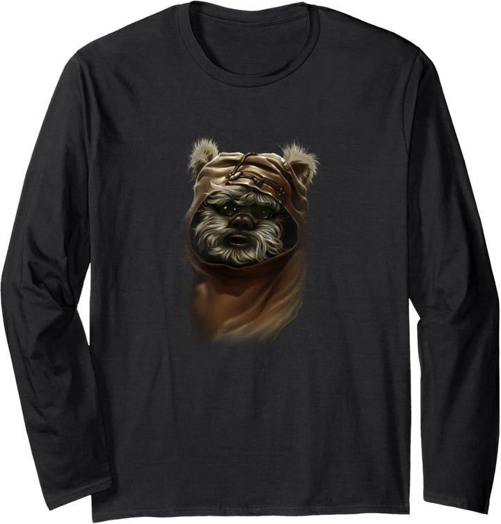 Star Wars Wicket Ewok Portrait Painting Langarmshirt
