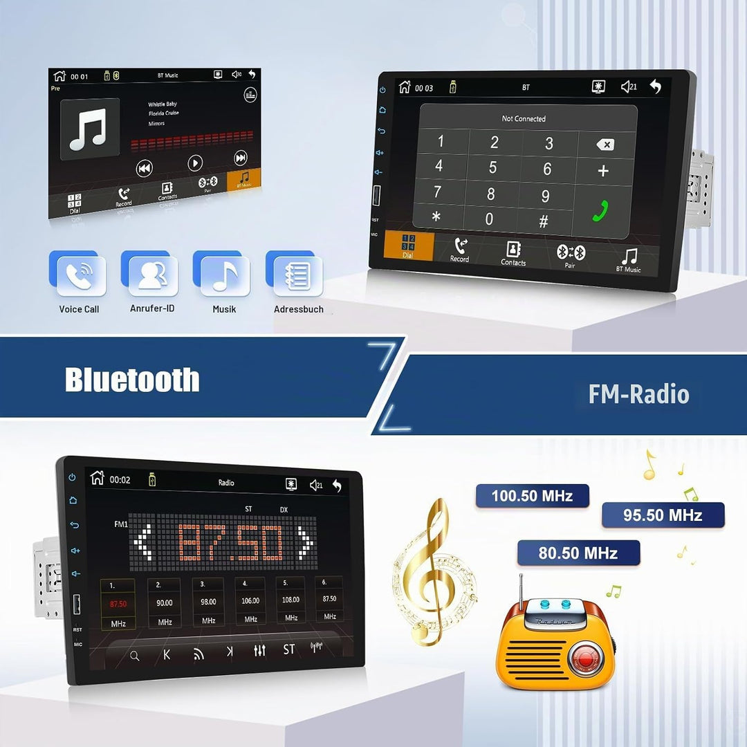CAMECHO 1 DIN Radio mit Carplay Wireless Android Auto, Autoradio mit 9 Zoll Bildschirm,Bluetooth Fre