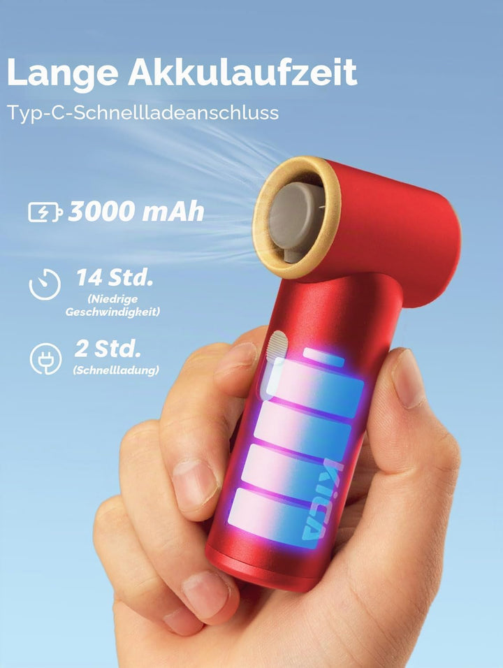 Kica JetFan Mini, Premium Handventilator, Tragbarer Ventilator - Rot, Rot