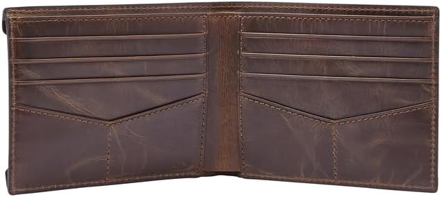 Fossil Brieftasche für Herren Derrick, 100% Leder Bifold Dunkelbraun 11,5 cm L x 2 cm B x 9 cm H ML3