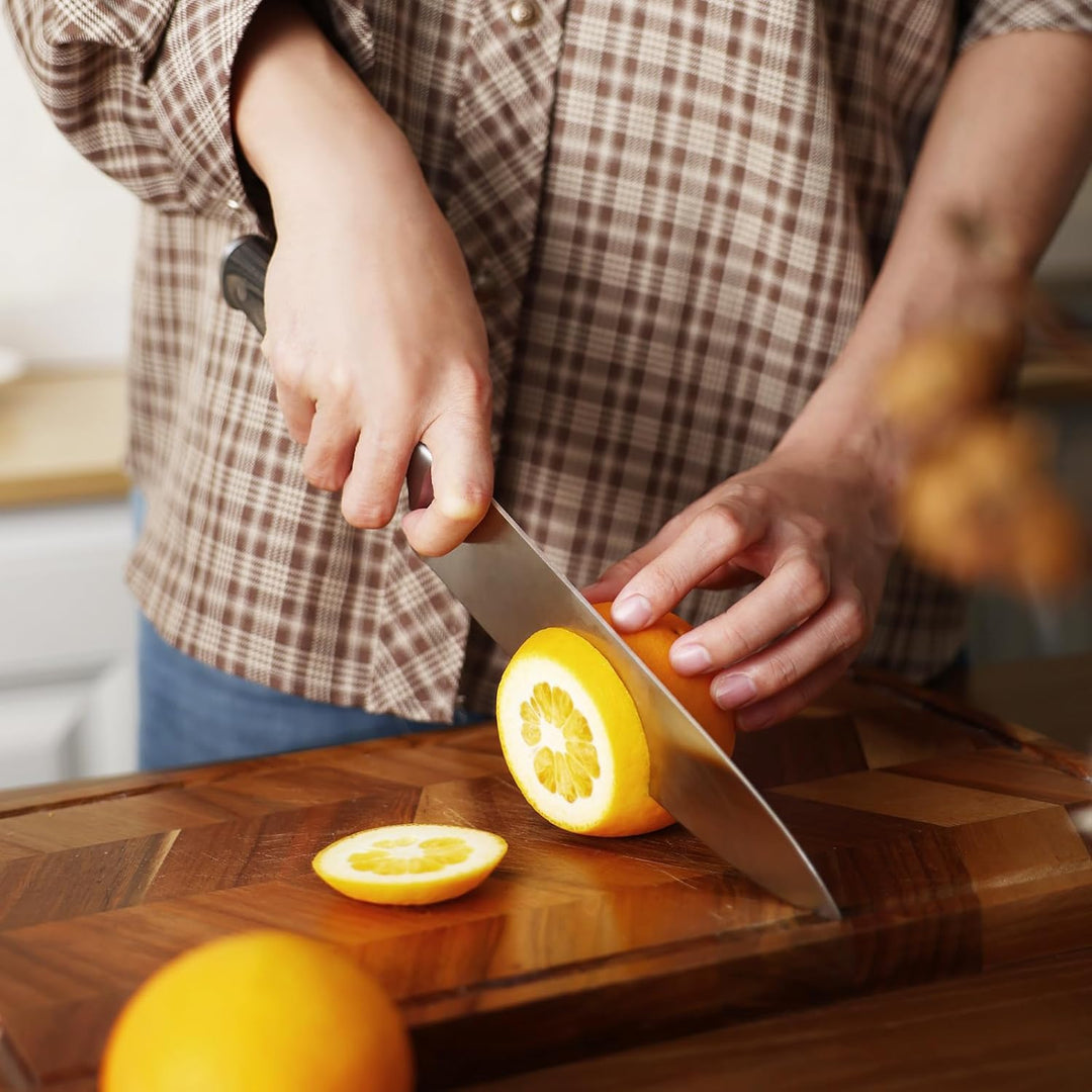 hecef Messerset, 3 tlg Küchenmesser Set mit Pakkawood Griff, Full-tang, Scharfes Kochmesser Profi Me