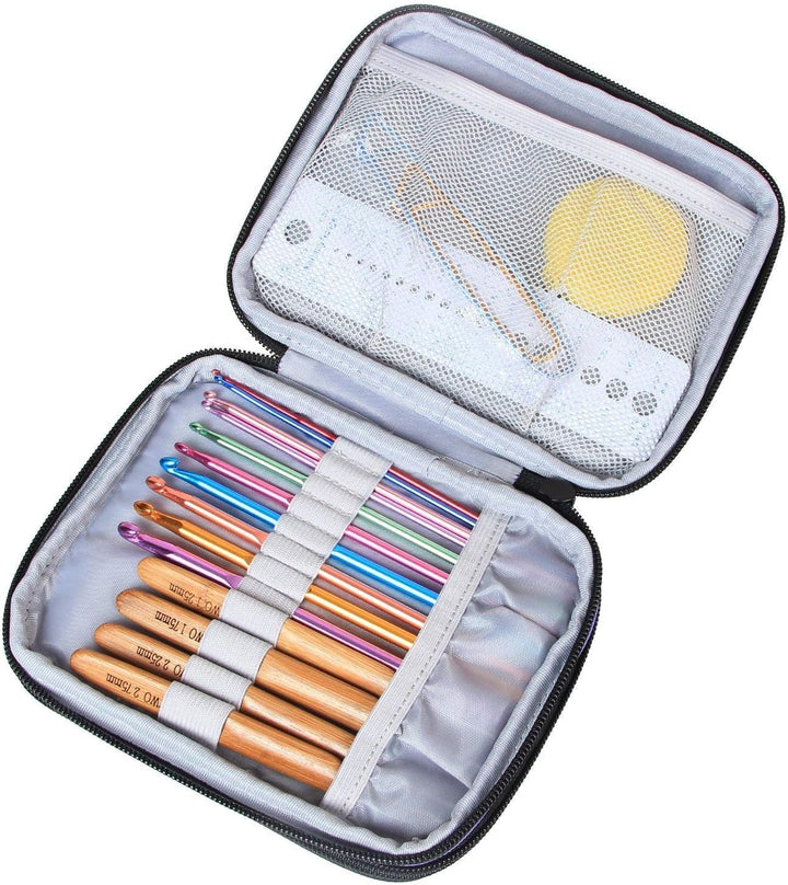 Damero Häkelnadeln-Tasche, Stricktasche für Stricknadeln, Handarbeitstasche für Haken, Stricken, Bla