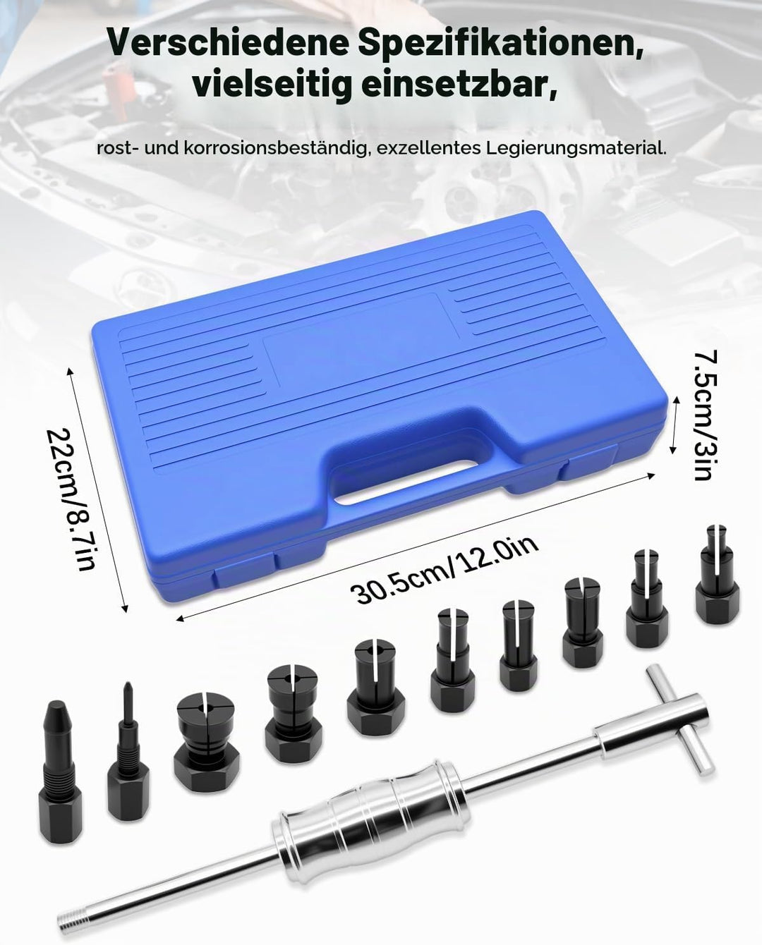 Sackloch Innenlager Abzieher Set, 12-TLG Radlager Abzieher Set mit Gleithammer &amp; Verstellbaren Spann