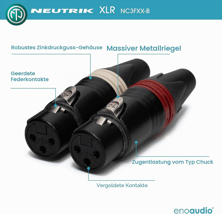 enoaudio Mogami 2534 Quad Stereo Paar (L,R) Audio Kabel | Neutrik Gold XLR female - XLR male | HiFi,