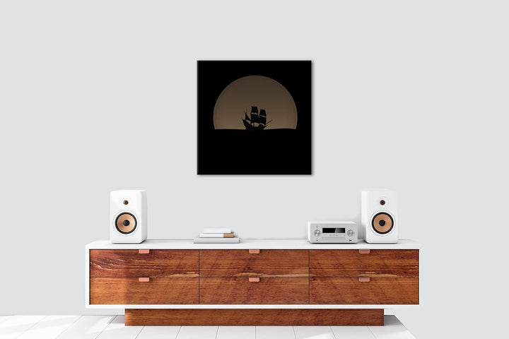 deyoli düsteres Segelschiff Format: 70x70 Effekt: Sepia als Leinwandbild, Motiv fertig gerahmt auf E