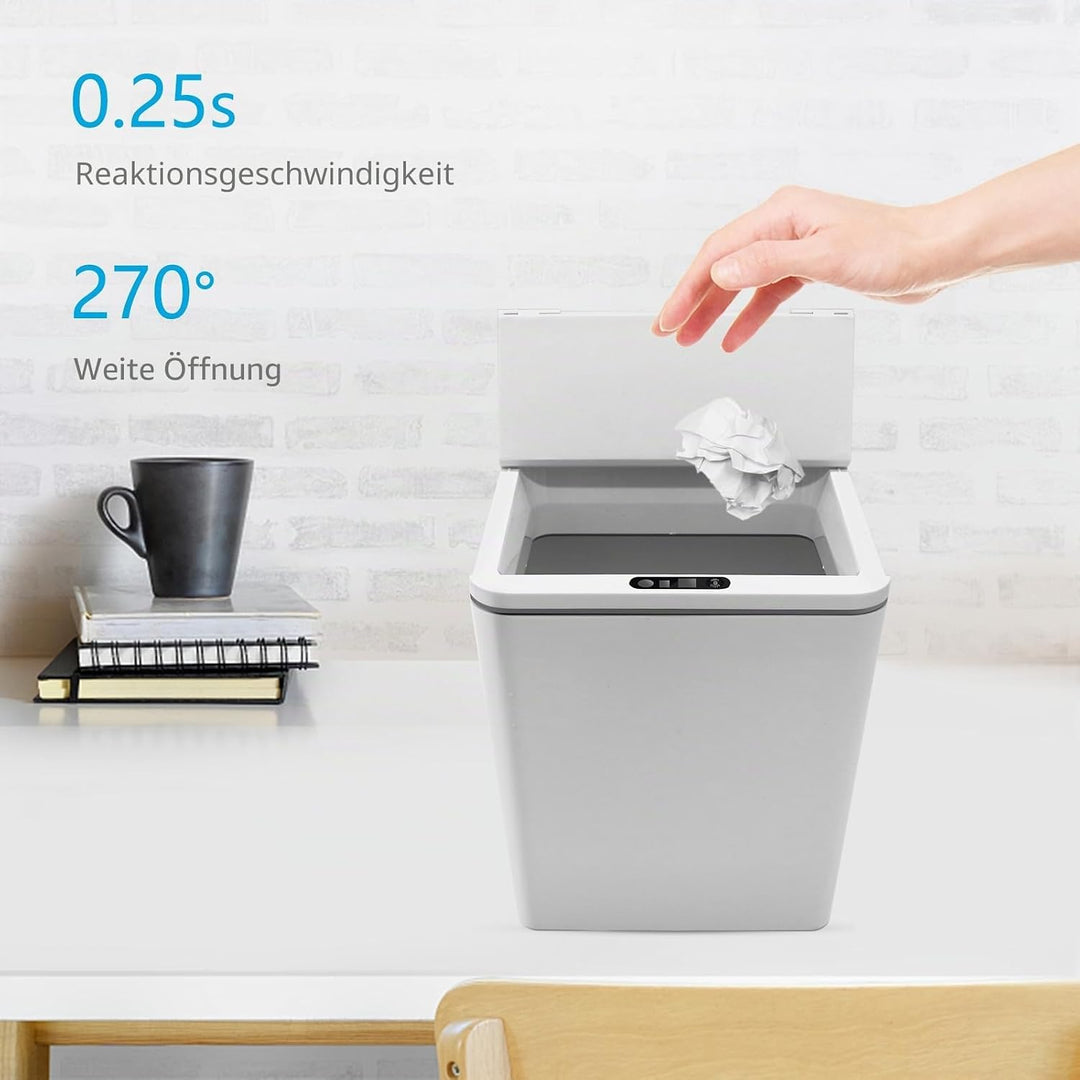 Automatischer kleiner Aufsatz-Mülleimer mit Deckel, berührungsloser Mini-Mülleimer für Büroschreibti
