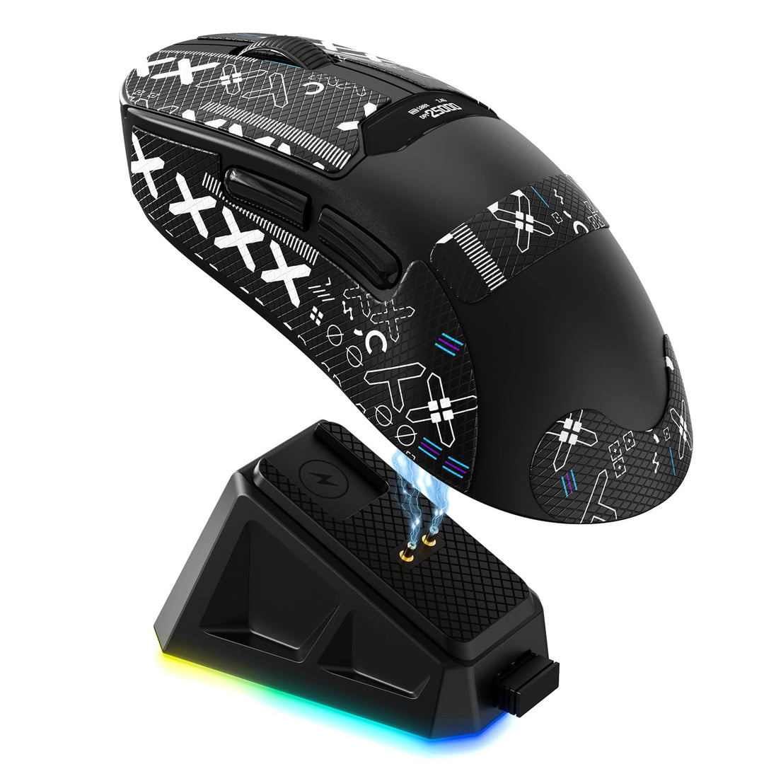 A.JAZZxMagic-Refiner R1 Gaming-Maus mit magnetischer Ladestation, PixArt PAW3311 Sensor, BT/2,4G Kab