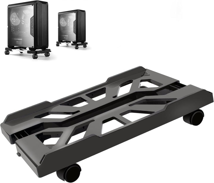 Hmseng PC Ständer für PC-Tower, Mobiler Computer Desktop Ständer, Universal Verstellbare CPU Ständer