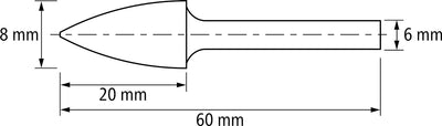 PFERD HM-Frässtift, Spitzbogenform SPG, Zahnung ALLROUND, Frässtift-ø 8mm, Schaft-ø 6mm, Länge 60mm,