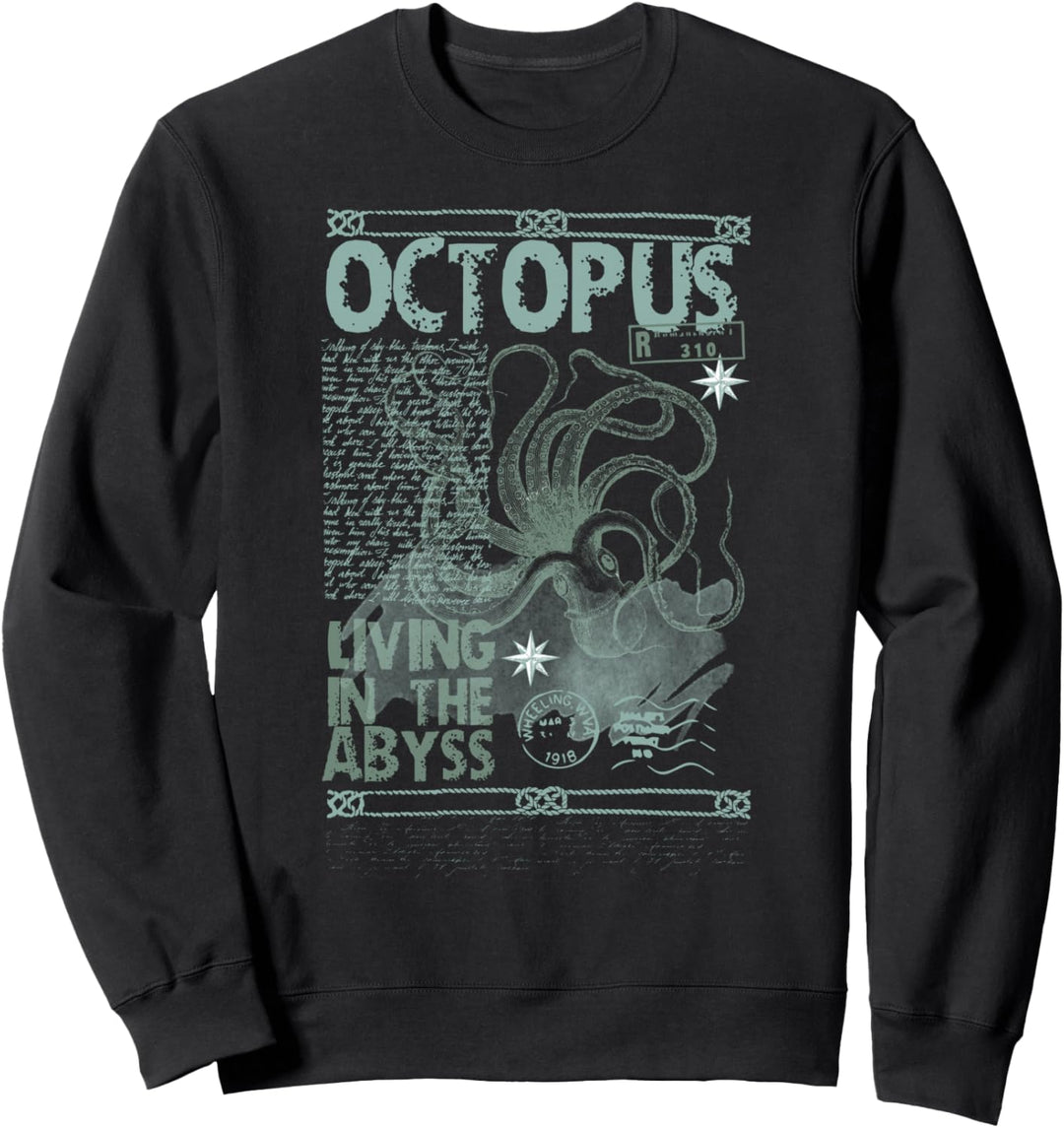 Oktopus Vintage Tintenfisch Kraken Meerestiere Herren Damen Sweatshirt