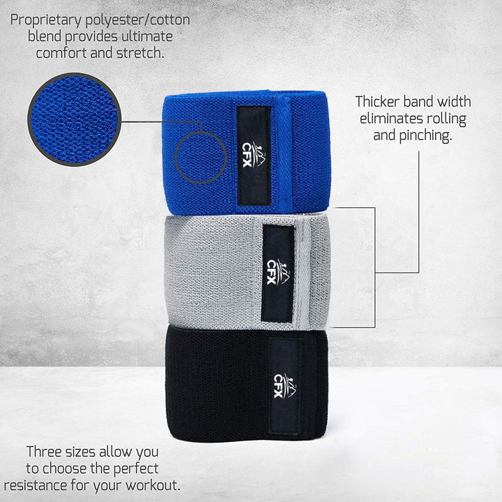 CFX Resistance Hip Bands, Fitnessbänder Set Yogagurt in 3 Zugkraftstärken Trainingsband Yogaband ALS