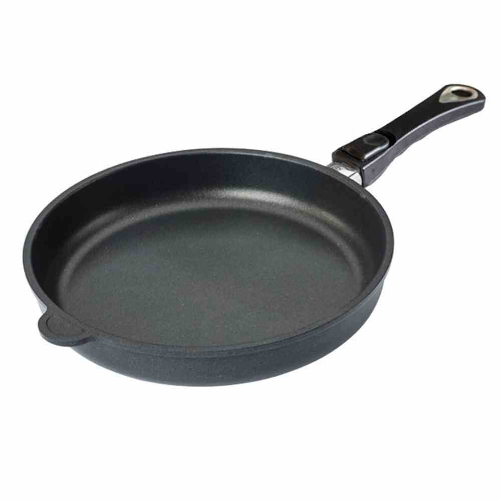 AMT Gastroguss Bratpfanne 24 cm Ø, 5 cm hoch, abnehmbarer Stiel, induktionsgeeignet, Lotan® Antihaft