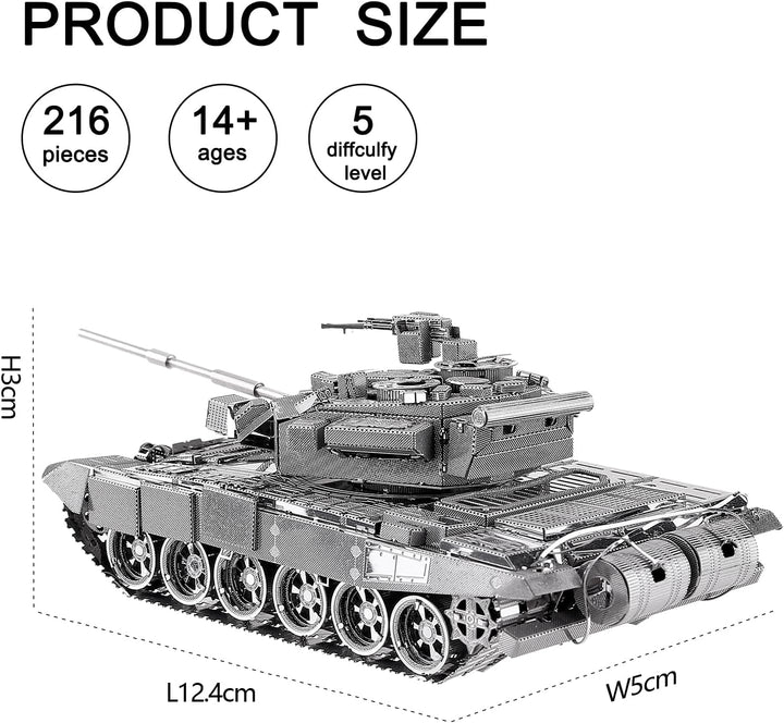 piececool 3D Puzzle Metall Tankmodell Centurion Main Battle Tank, 3D Metall Puzzle für 340 Edelstahl
