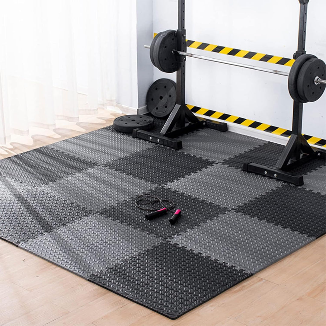 20PCS Bodenschutzmatten Sportgeräte-Matten 50X50X1cm mit Randstücken, 5㎡ rutschfest Eva Fitnessmatte