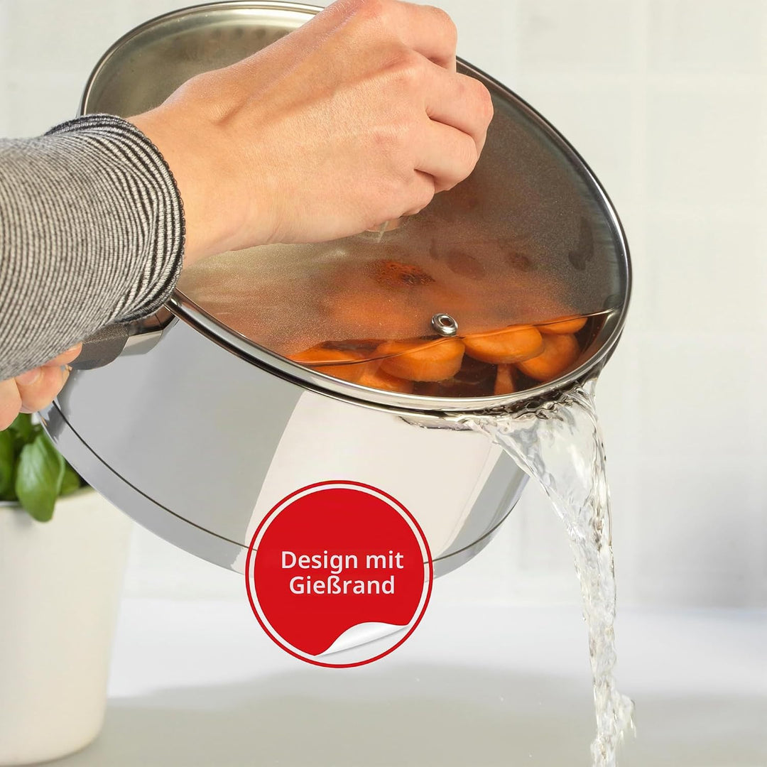 Russell Hobbs RH01163EU Excellence 18cm stieltopf mit deckel, 2L Kochtopf stieltopf mit Glasdeckel,