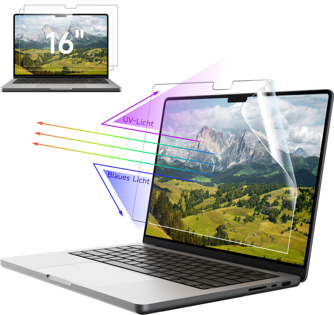 IPROKKO 2 Pack Blaulichtfilter Displayschutzfolie für MacBook Pro 16 Zoll (2024-2021, M4/M3/M2/M1) B