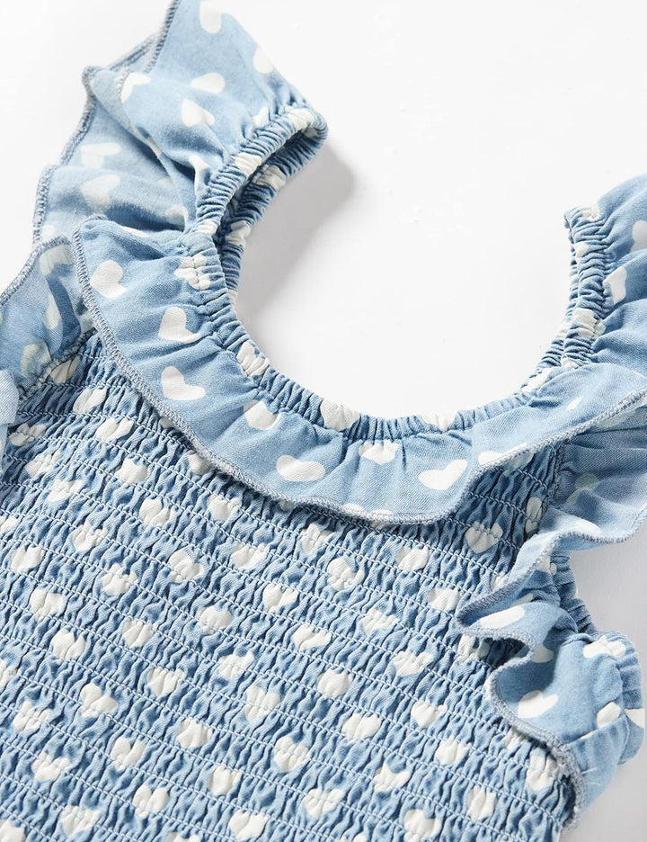 Hatley Mädchen Gesmokter Strampler Overalls 5 Jahre Chambray-herzen, 5 Jahre Chambray-herzen