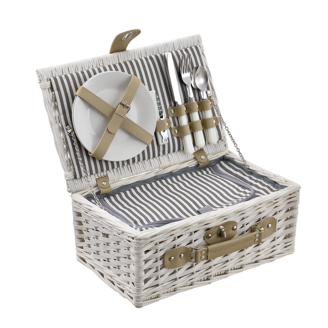 casa.pro Picknickkorb für 2 Personen Picknick-Set mit Kühltasche inkl. Geschirr Besteck Korkenzieher