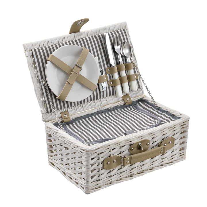 casa.pro Picknickkorb für 2 Personen Picknick-Set mit Kühltasche inkl. Geschirr Besteck Korkenzieher
