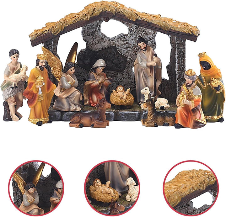 Gereton Die Real Life Krippe, Weihnachtskrippe Stabil, Religiöse Krippenfiguren Krippenhaus Statuen