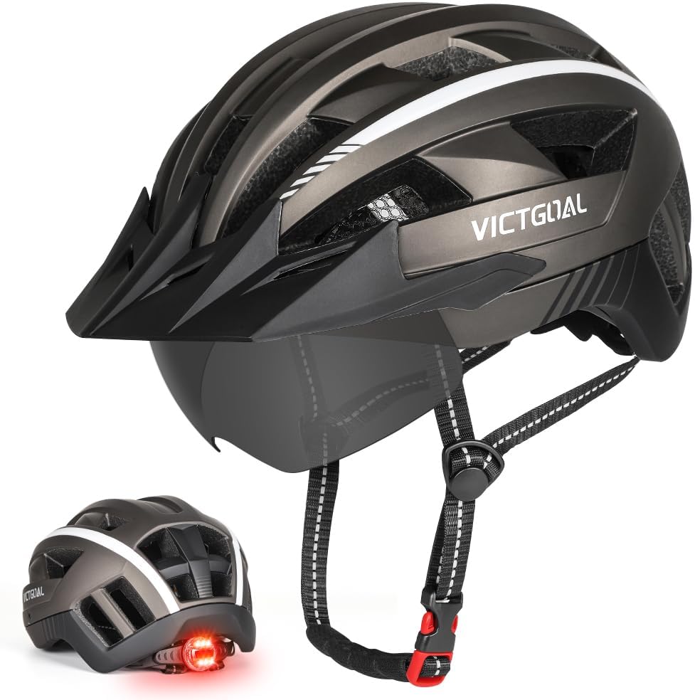 VICTGOAL Fahrradhelm MTB Mountainbike Helm mit magnetischem Visier Abnehmbarer Sonnenschutzkappe und