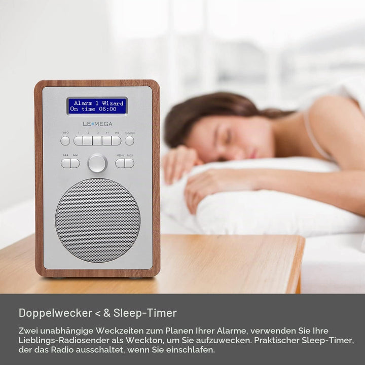 LEMEGA CR2+ DAB/DAB+ Digitalradio,UKW-Digitalradio,DAB-Radio Netzbetrieben,Doppelter Wecker,Küchen-S