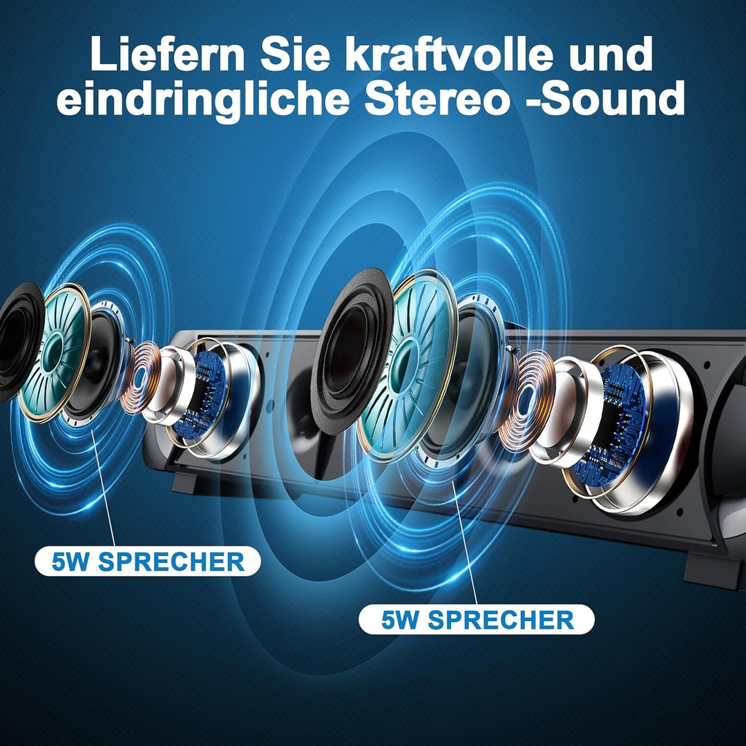 HPYLIF·H USB PC Lautsprecher, PC Soundbar, Computer Gaming Lautsprecher mit Surround Stereo Audio Bu