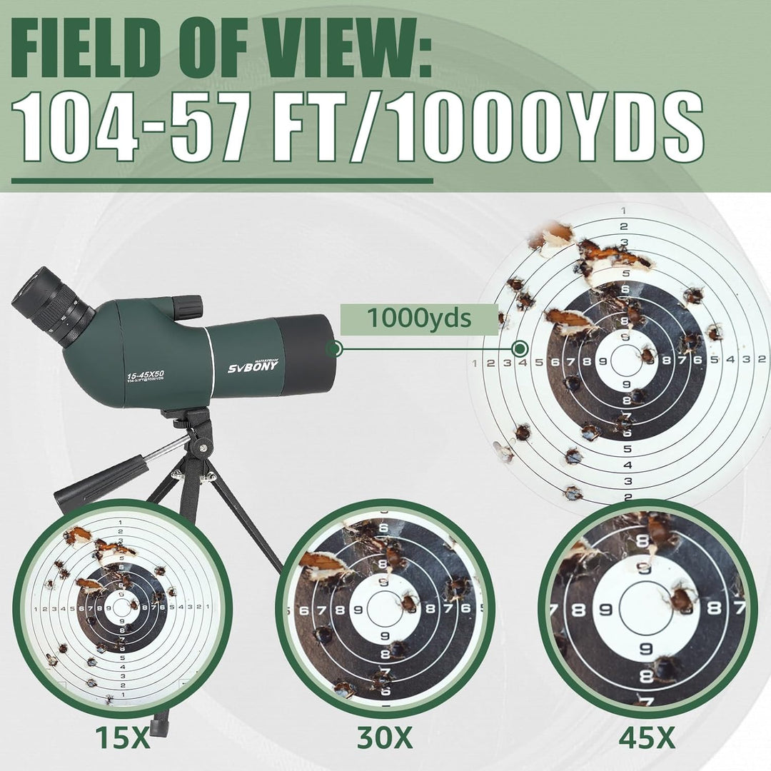Svbony SV28Plus Spektive mit Stativ, 15–45x50mm mit Telefonadapter, BAK4 A5 Weinrote FMC, IP65 Wasse
