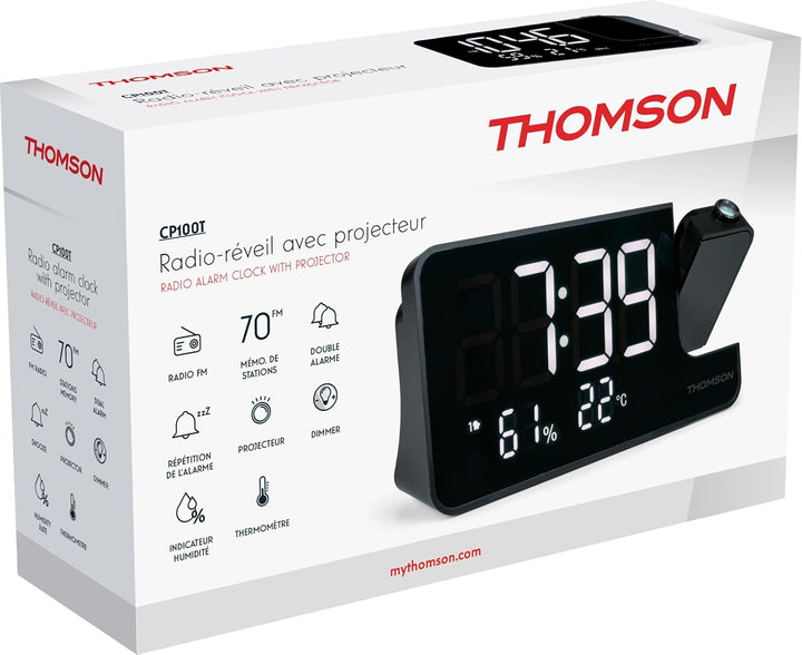 THOMSON Radiowecker mit Projektion CP100T, Anzeige von Temperatur und Luftfeuchtigkeit, 20 FM-Sender