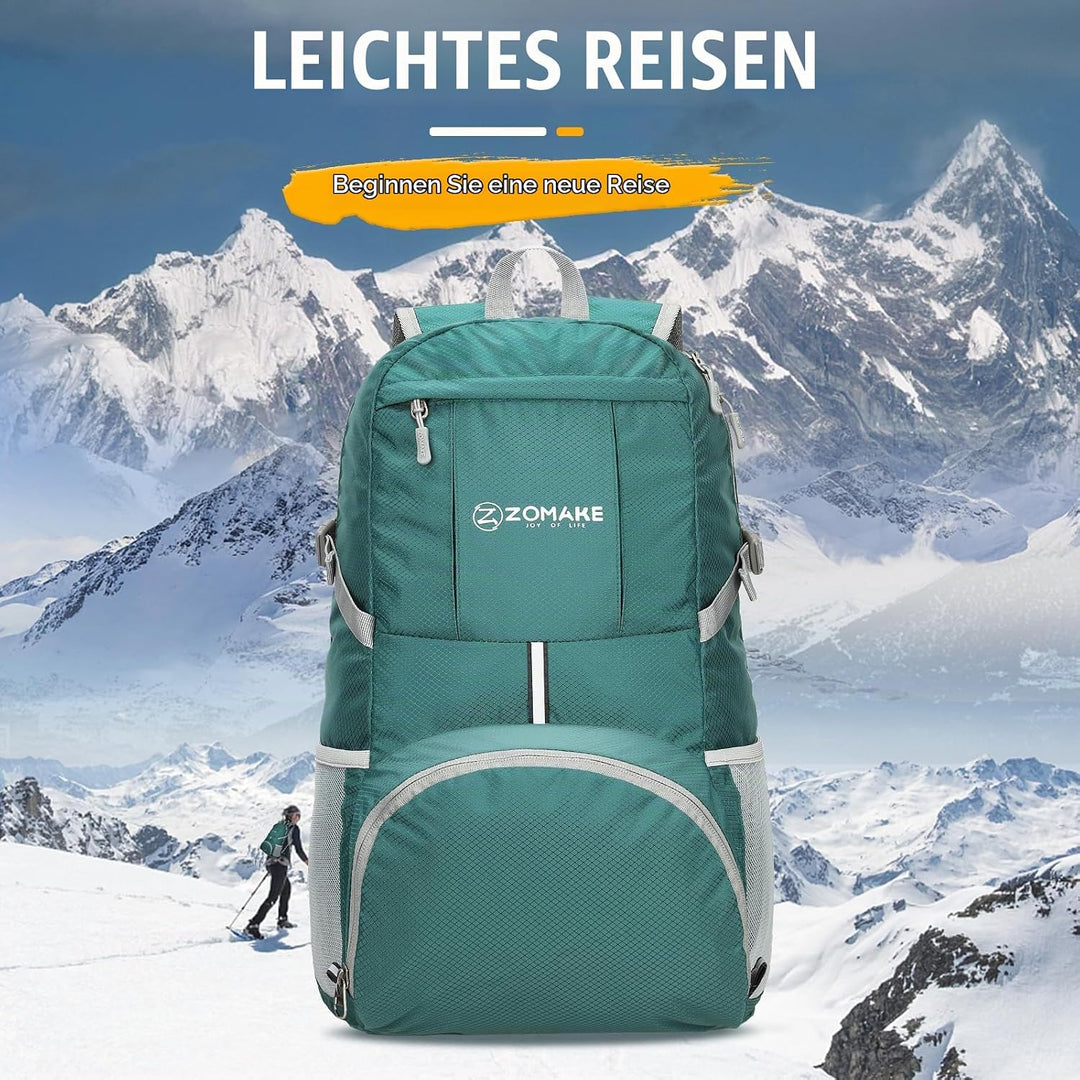 ZOMAKE Faltbarer Rucksack 35L,Leichter Rucksäcke Wasserdicht Wanderrucksack Packable Backpack für Da
