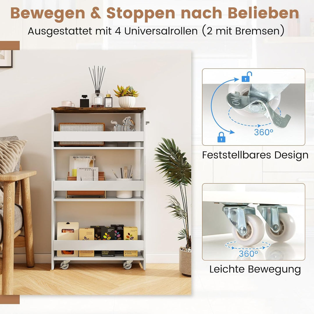 GIANTEX Nischenregal 13cm breit, Küchenregal Küchenschrank Küchenwagen , Nischenschrank Nischenwagen