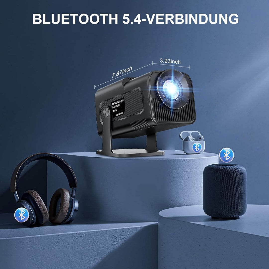 Salange Mini Beamer,kompatibel mit Netflix,4K Unterstützt Android 13, Smart Projector Portable 5G Wi