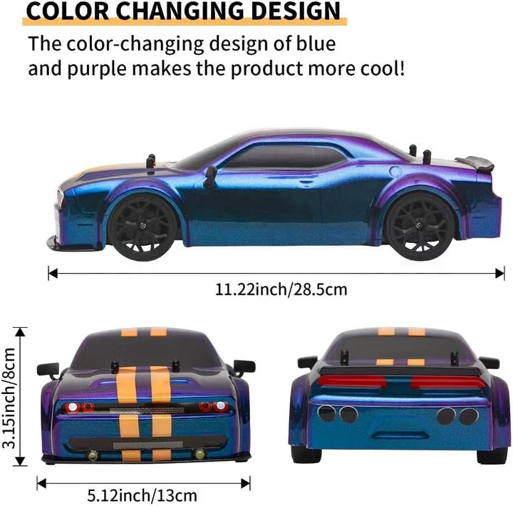 iBlivers Ferngesteuertes Drift Auto, GT RC Drift Fernbedienung im Massstab mit LED-Leuchten, 4WD Spi