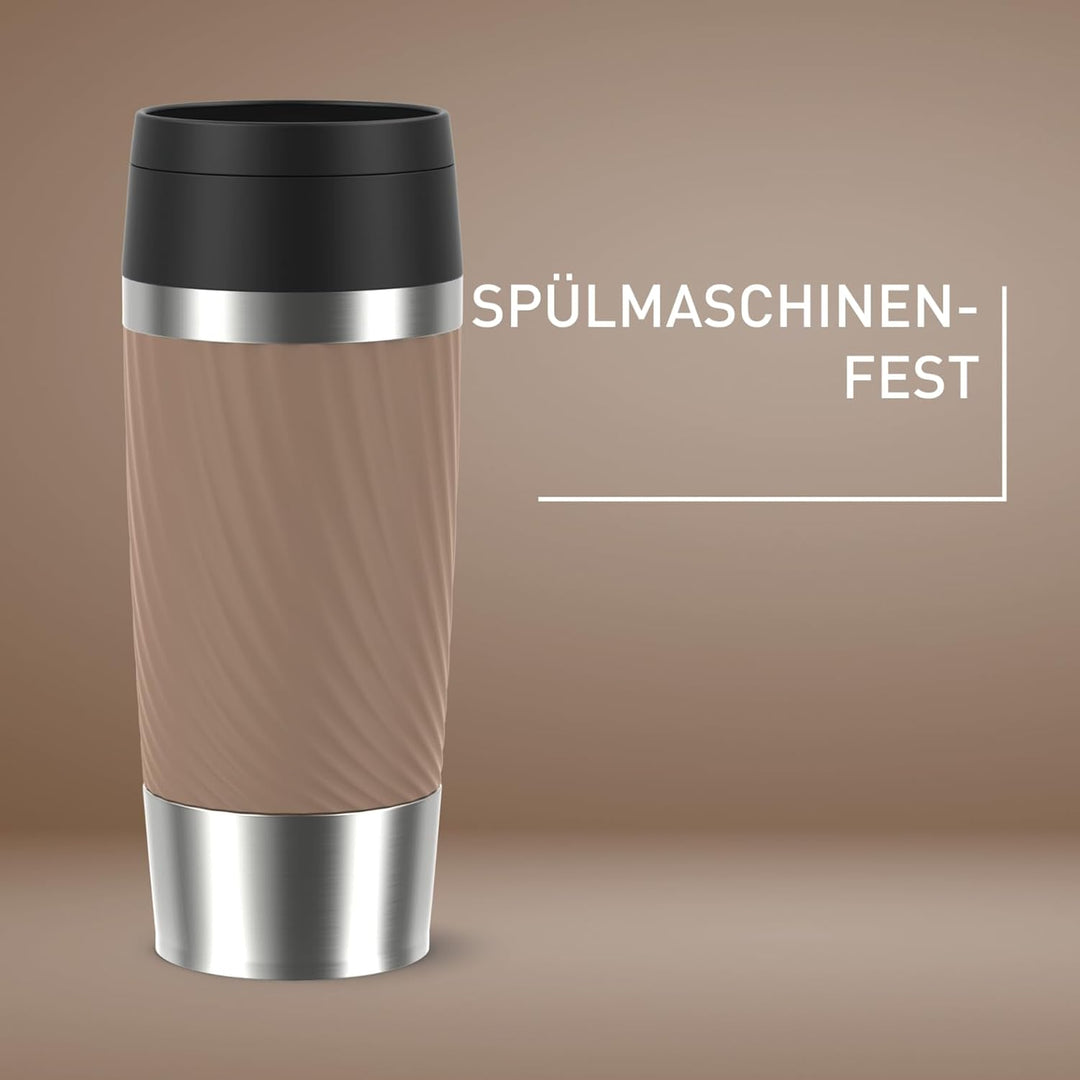 Emsa Travel Mug Classic Twist Isolierbecher 0,36 Liter, Comfort-Schraubverschluss, Quick-Press, ausl