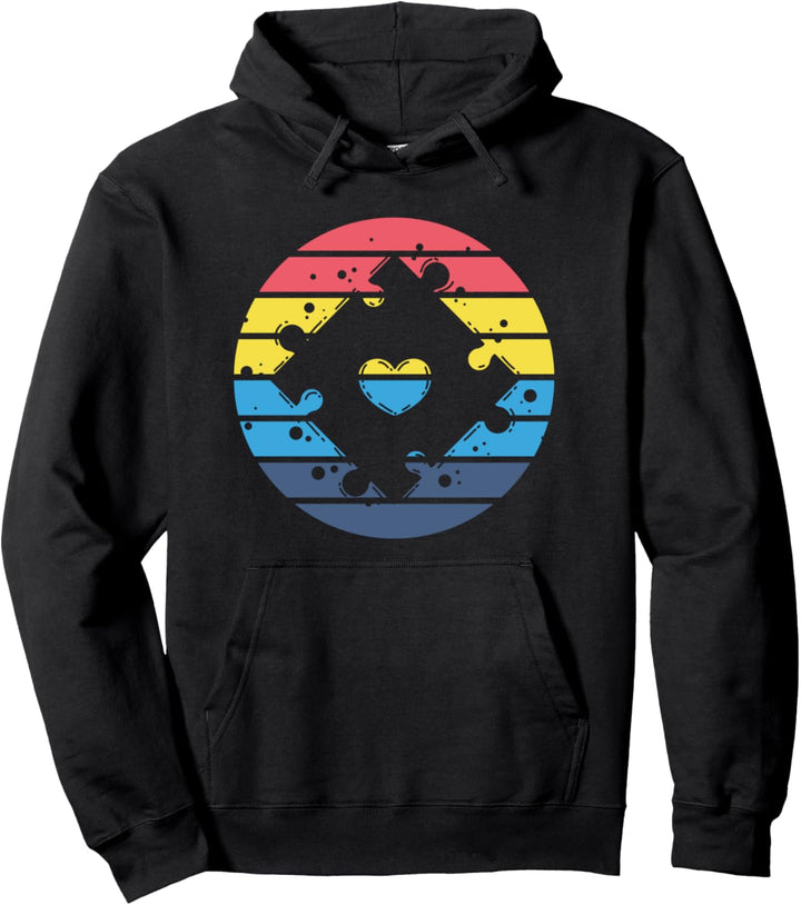 Autismus buntes Puzzle Design süsses Herz Pullover Hoodie