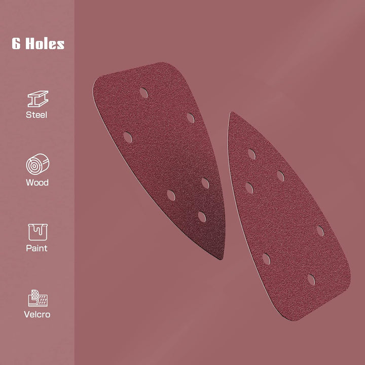 Irfora Detail-Schleifpapier-Set, Maus-Schleifpapier, 140 x 100 mm, 6 Löcher, 40 Stück