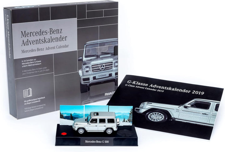 FRANZIS 67052 - Mercedes Benz G-Klasse Adventskalender 2019, Modellbausatz im Massstab 1:43, inkl. S