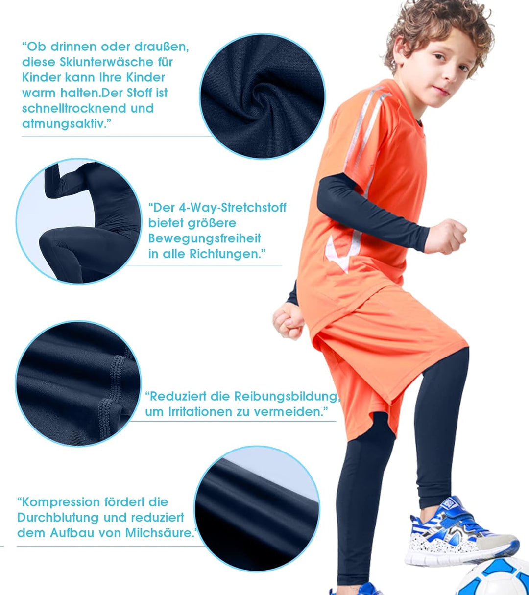 HOPLYNN - Thermal Underwear Set für Kinder Funktionsunterwäsche Skiunterwäsche Jungen Atmungsaktiv T
