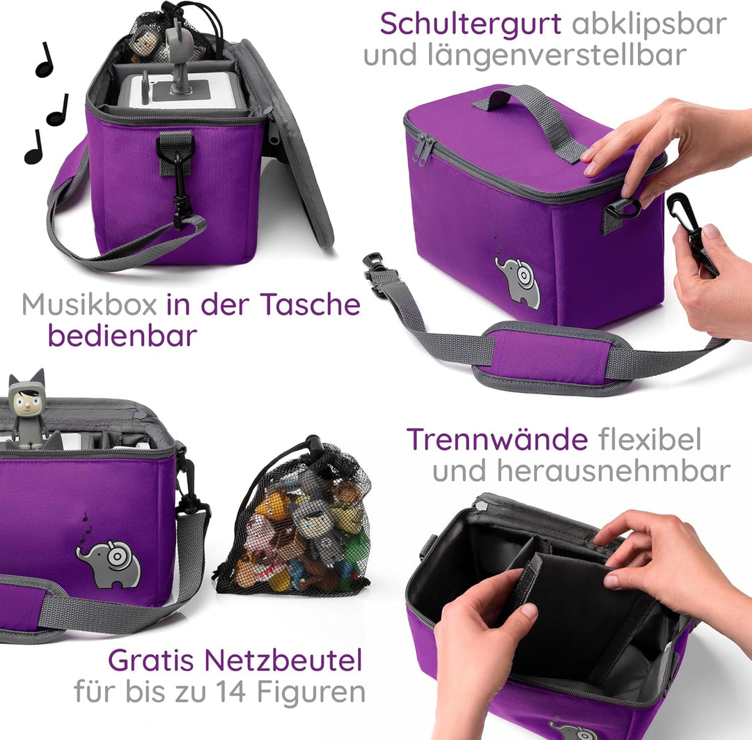 fantifant Musikbox Tasche für Toniebox [ + Netzbeutel für Tonie Aufbewahrung ] Flexible TRANSPORTTAS