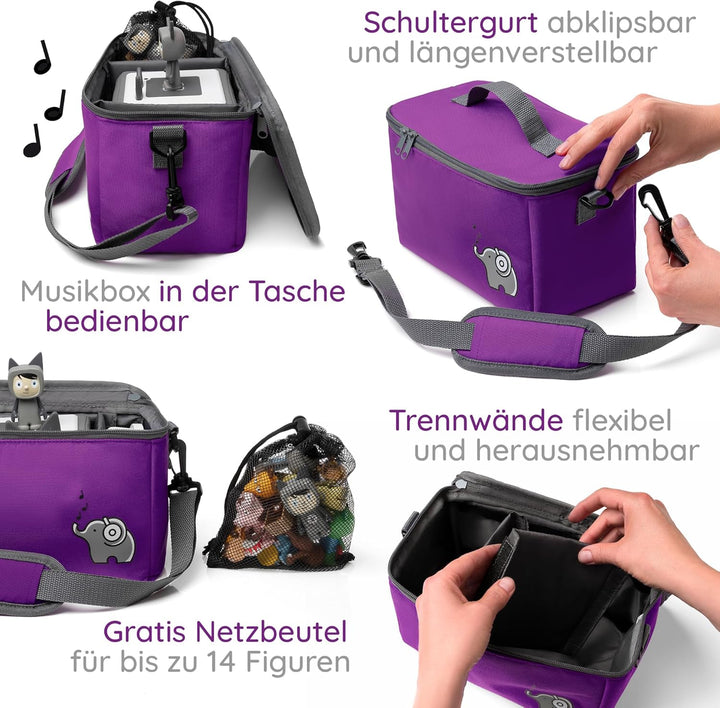 fantifant Musikbox Tasche für Toniebox [ + Netzbeutel für Tonie Aufbewahrung ] Flexible TRANSPORTTAS