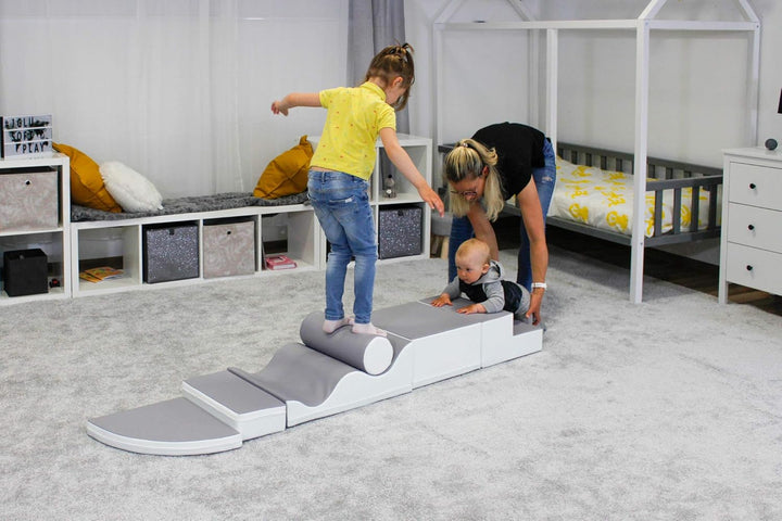 IGLU SOFT PLAY 6 Softbausteine Riesenbausteine Schaumstoffbausteine - Anti-Rutsch (Grau/Weiss), Grau