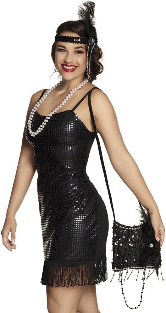 shoperama Charleston Handtasche schwarz Flapper Kostüm-Zubehör 20er Jahre Damen-Tasche The Roaring T