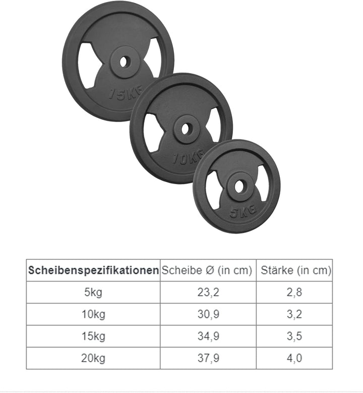 POWER-XTREME Hantelscheiben | Gewichtsscheiben | Gusseisen | 30/31 mm | mit Griffen | Grössenauswahl