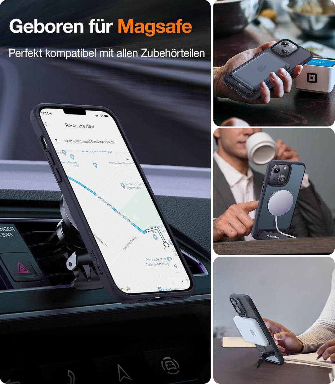 TORRAS für iPhone 13 Hülle für Zertifizierte Magnetkraft Militärschutz Upgrade mit Titan-Ständer Dün