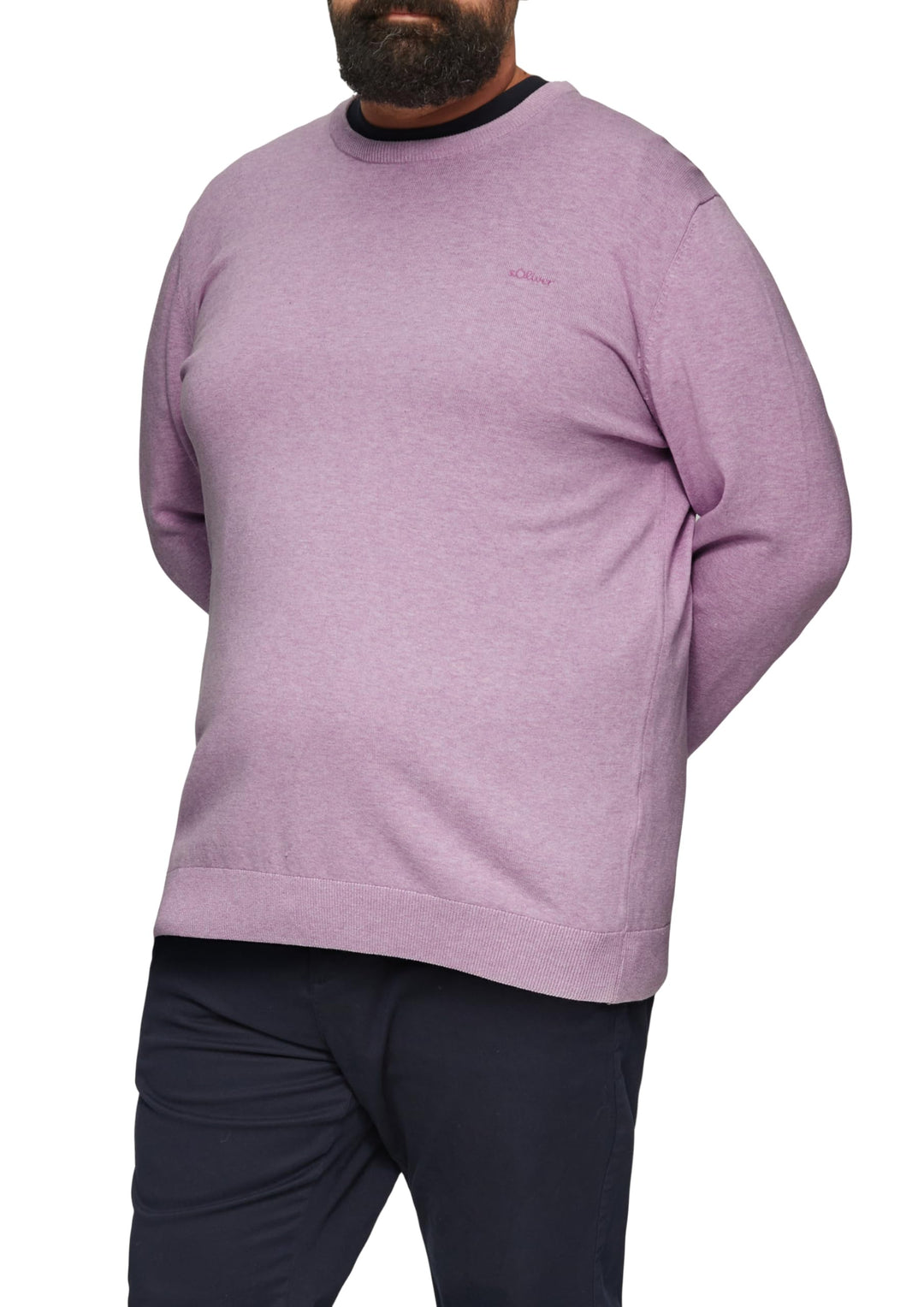 s.Oliver Herren 2152193 Pullover mit Logo-Stitching XXL 40w0 Rosa, XXL 40w0 Rosa