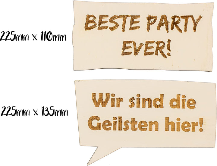 herz-wuid Fotobox Accessoires Schilder Set - 9Stk Holzschilder Requisiten Hochzeit Geburtstag Party