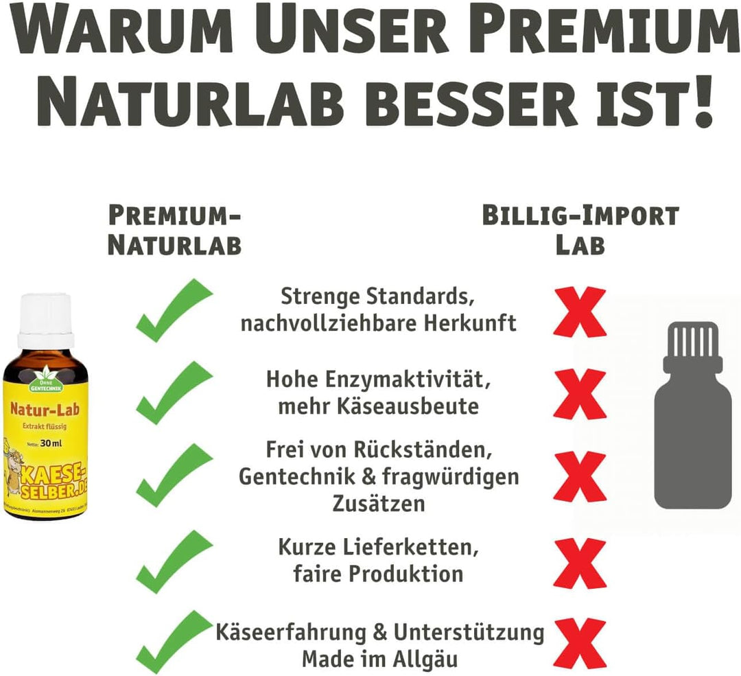Labextrakt Premium (Käselab) flüssig 30ml 1:10000 - Naturlab (Käse selber Machen)