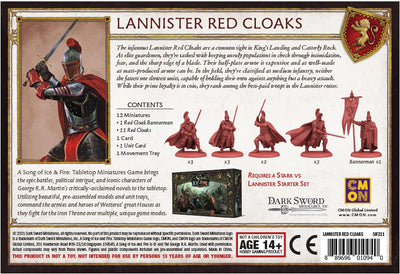 A Song of Ice and Fire Tabletop Miniatures Game Lannister Red Cloaks Unit Box,Strategiespiel für Jug