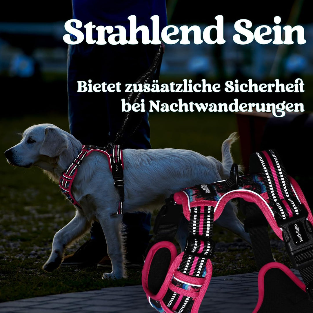 rabbitgoo Hundegeschirr Grosse Hunde Leichtes Anlegen, L, Bergrosa | Anti Zug, Ohne Kopfdurchzug, Ha
