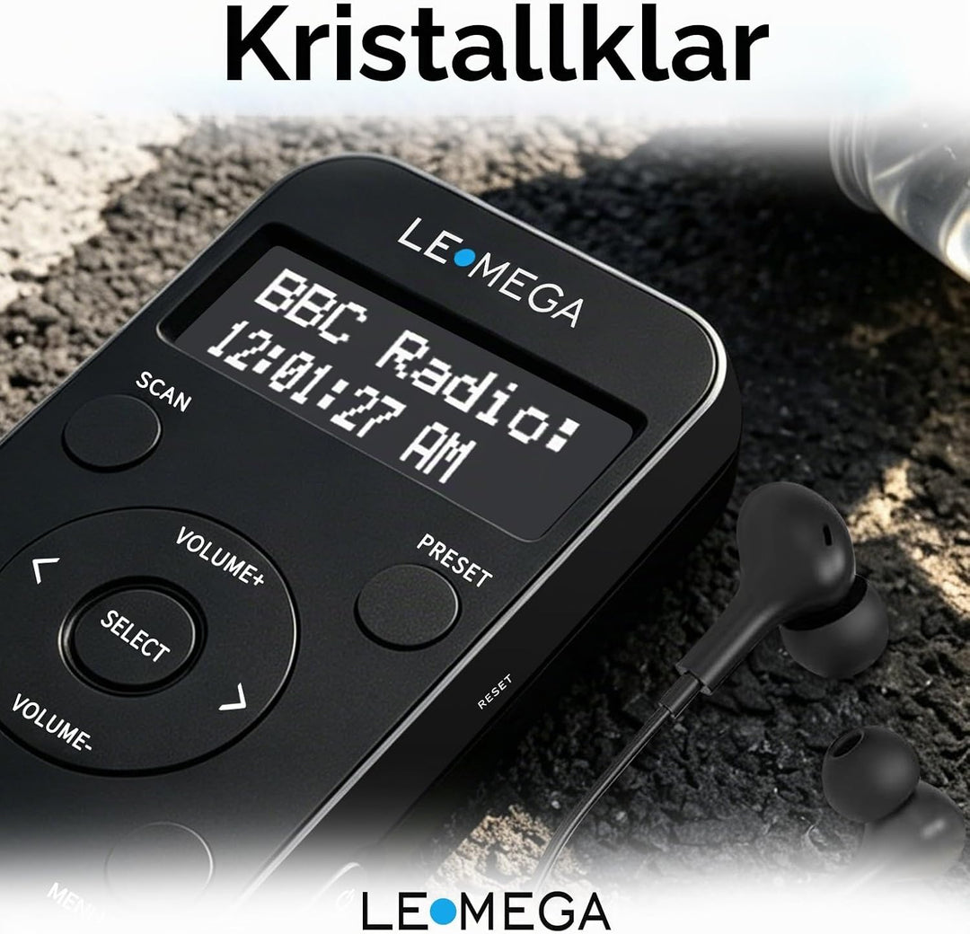 LEMEGA PR1L Taschen-DAB-Radio, FM-Radio, tragbares DAB+-Radio, inkl. Kopfhörer, wiederaufladbare Bat